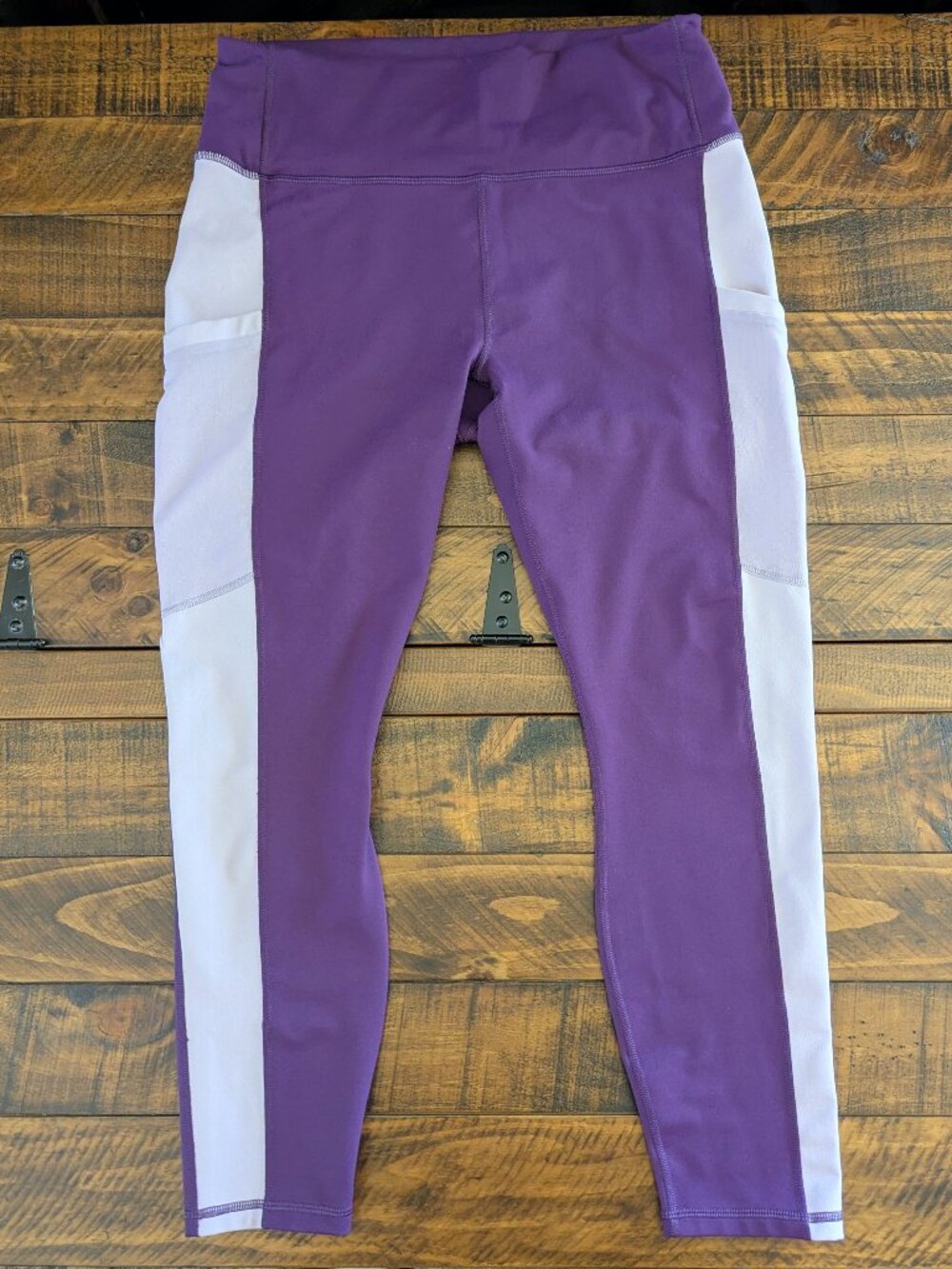 Fabletics On The Go Powerhold High-Waisted Leggings Luxe Plum/Dusted Lilac Large